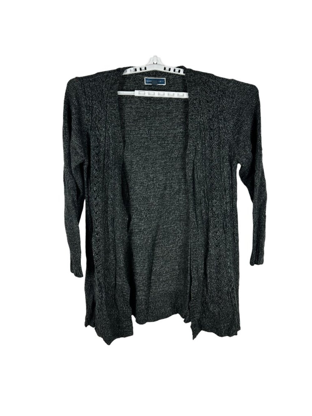 Karen Scott Womens Plus Size 1X Cardigan Charcoal Long Sleeve Open Front Knit